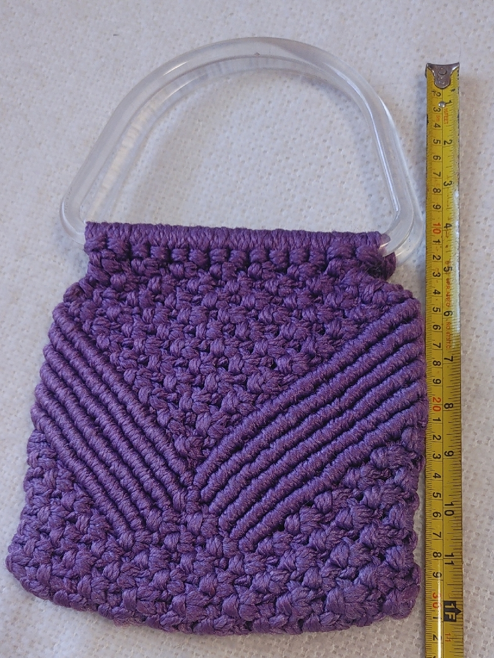 Vintage Lucite Handle Purple Crochet Bag